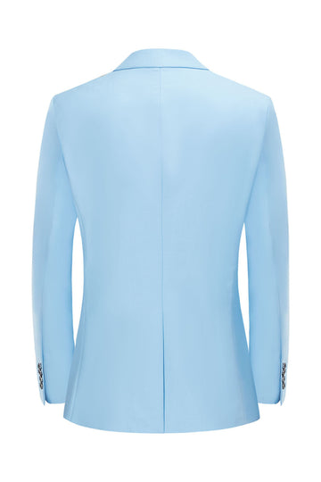 Mäns Ljusblå Hackade Kavaj En knapp Bröllopskavaj